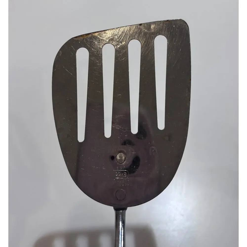 Vintage Ekco Long Angled Spatula Turner Slotted USA Black Handle 10.5